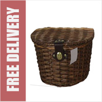 Wicker Bike Basket with Lid Dark